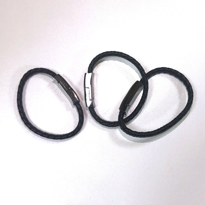 Ultimate 2-in-1 Elegance: Sleek Leather Bracelet Charger & Data Cable