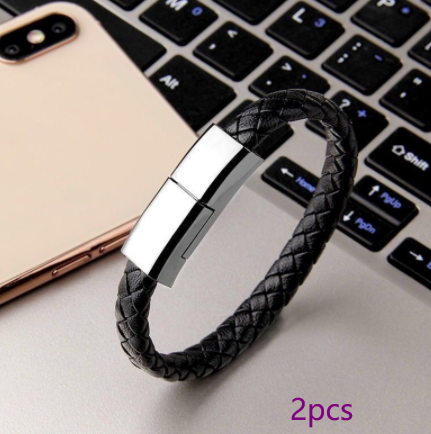 Ultimate 2-in-1 Elegance: Sleek Leather Bracelet Charger & Data Cable