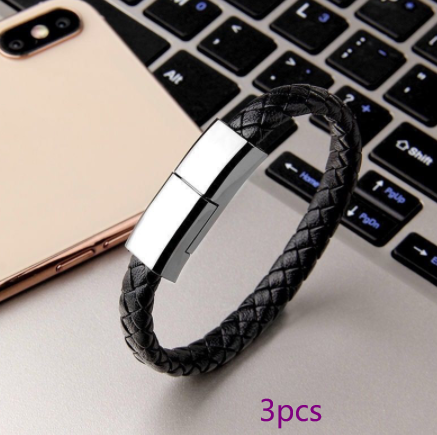 Ultimate 2-in-1 Elegance: Sleek Leather Bracelet Charger & Data Cable